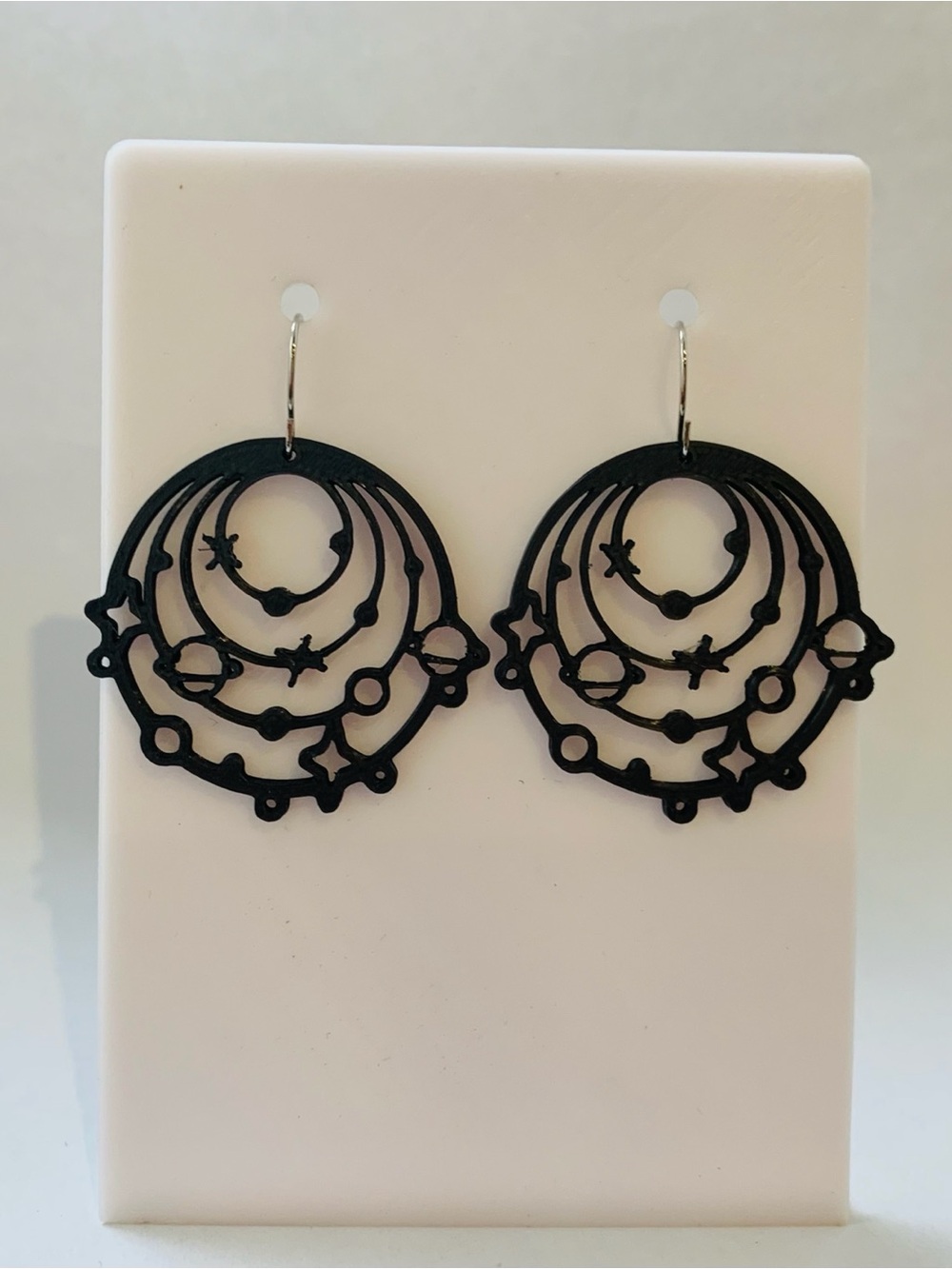 Celestial Cutout Hoop Earrings - Black